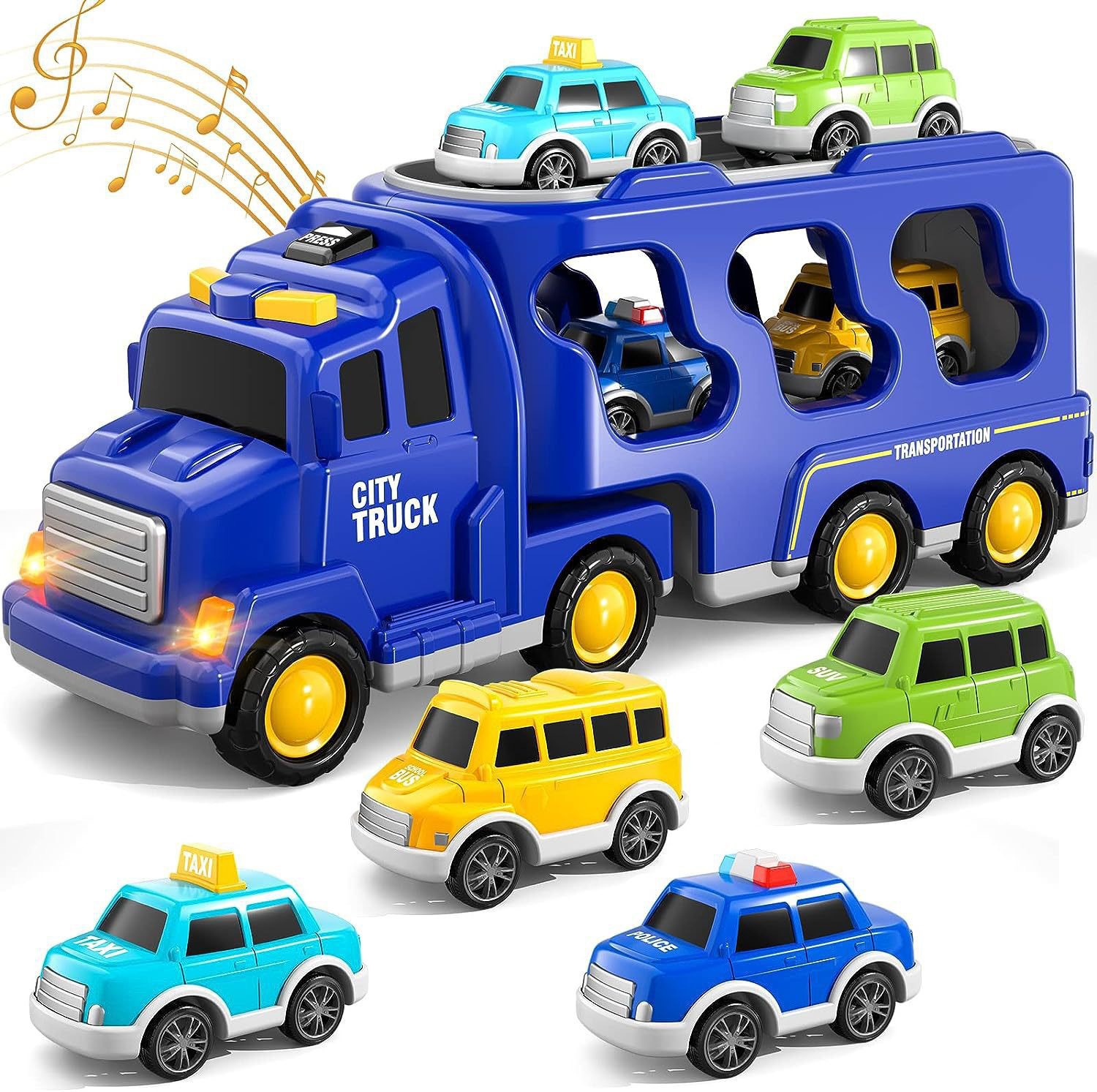 [Coche de almacenamiento azul] 1 carro 6 coches-caja de color