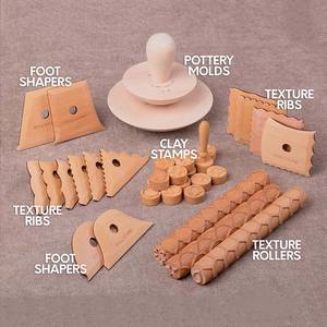 Timbro modello di argilla stampo in argilla timbro in legno personalizzato manico in legno strumenti di ceramica timbri in argilla - Product Image 6