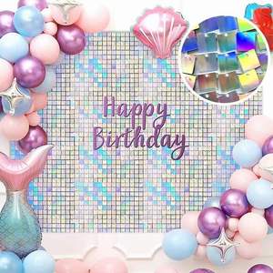 12PK Squared Sequin Shimmer Wall Backdrop pour décorations murales de fête - Product Image 3