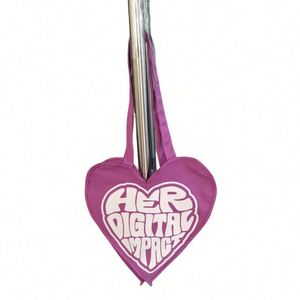 High Quality Customization <b>Printed</b> Nature Color Eco-friendly <b>Large</b> Capacity Reusable Heavy Canvas Tote Bag with Heart Shape - Product Image 4