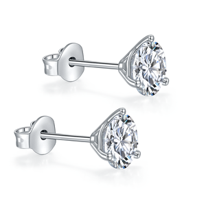 D Vvs Qualité Platine Or Argent Plaqué 3 Prong Réglage Rond 1CT Cubic Zirconia Boucles D'oreilles Goujons - Product Image 1