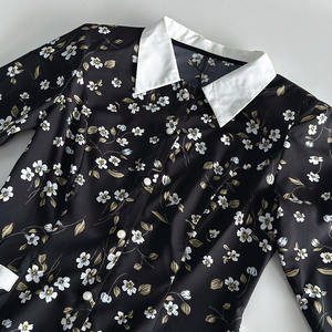 Enyami <span class=keywords><strong>Dropshipping</strong></span> Femme Romantique Rétro <span class=keywords><strong>Boutique</strong></span> Française Mini Sexy Floral Col Rabattu Manches Longues Casual Robe A-ligne - Product Image 5