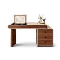 Coiffeuse en bois massif avec armoire de rangement réglable, table de maquillage multifonctionnelle pour chambre à coucher, design durable et luxueux