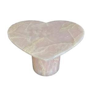 Handcrafted Rose Quartz Onyx Stone Resin Art Table <b>Top</b> <b>Heart</b> <b>Shape</b> Indian Crafts Healing Energy Modern Furniture & Gemstone Deco - Product Image 1