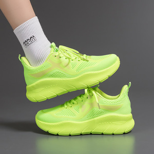 Zapatos deportivos Flyknit para mujer, estilo pareja, suela gruesa, informales, transpirables, zapatillas para correr, zapatillas blancas F8829 - Product Image 2