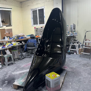 פסל ענק האוונגרד ענק גבוה-מיצב אמנות פיברגלס שחור-מיצב אמנות פנים יוקרתי ומקדש - Product Image 2