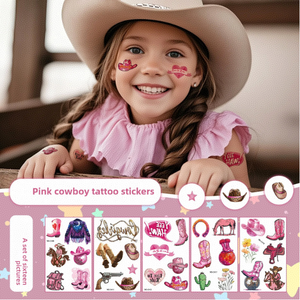 Châu Âu Mỹ Không Thấm Nước Hình Xăm Tạm Thời Cho Cô Gái Mới Màu Hồng Cao Bồi Phương Tây Thiết Kế Cross-Biên Giới Sexy Giấy Hình Xăm Dán - Product Image 1