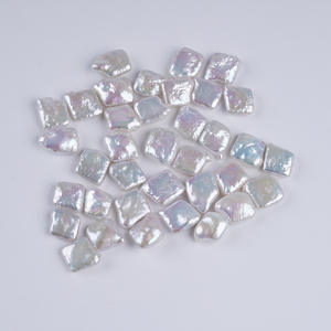 Perles carrées blanches de 12-13 mm de Zhuji, perles baroques d'eau douce, perles bouton roses, bijoux pour collier et bracelet DIY, vente en gros - Product Image 1