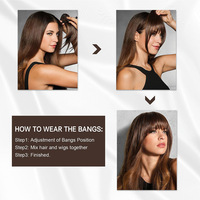 Perruque Lace Front Naturelle Sans Couture avec Frange à Raie Centrale et Pattes Longues, 9 Pouces, Fibre Haute Température, Toutes Couleurs pour Coiffure Quotidienne