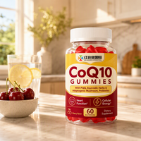 Gummies Probiotiques aux Herbes Ayurvédiques et Champignons Adaptogènes CoQ10 PQG Saveur Cerise OEM ODM Marque Privée Emballage Personnalisé