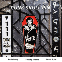 Broche Émail Squelette Cercueil Rétro Noir Blanc Sourire de la Mort Horreur pour Sac à Dos Vêtements Badges Punk Cadeaux Promotionnels