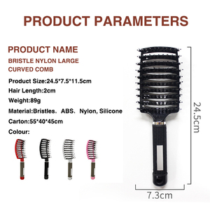Anti-Static Curved Round, Metal Hair Extension Wig Massage Private Label Ionic <span class=keywords><strong>Custom</strong></span> Logo Detangling Wide Tooth Hair Brush Comb - Product Image 4