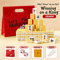 Jeu de tuiles de Mahjong chinois 144 pièces, personnalisé, en mélamine, mini, de voyage, résistant à l'eau, durable, luxe, bleu nacré, rose, rouge, divertissement