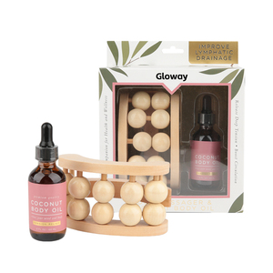 Juego de rodillos de masaje de madera y aceite de coco Kit de masaje linfático de relajación con aceite de coco Masajeador de madera de tejido profundo - Product Image 5