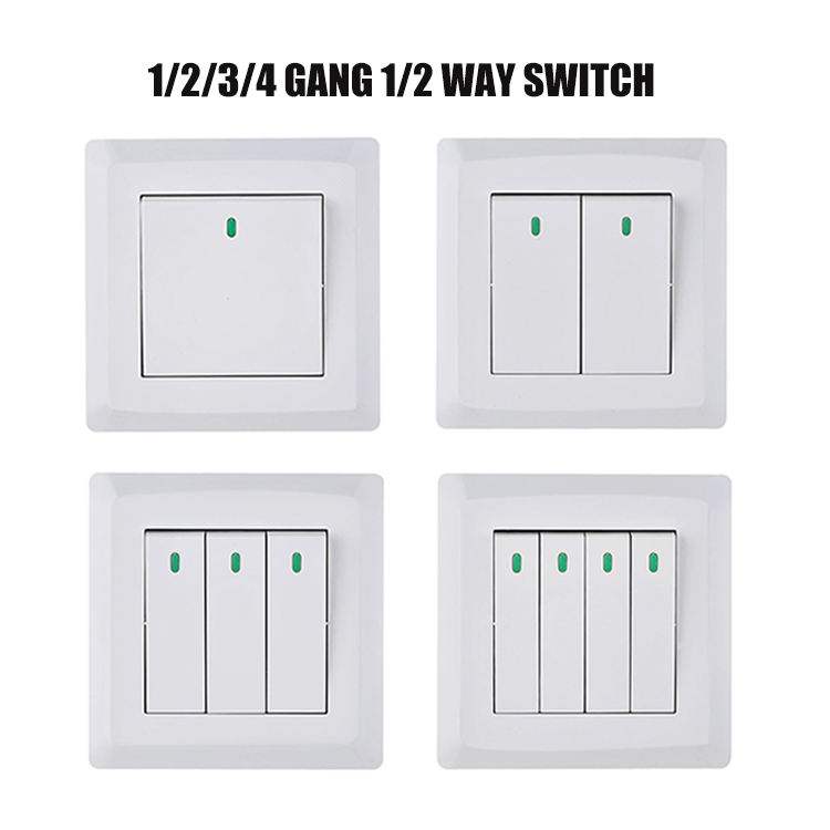 Factory High Quality UK Standard Wall Switch Socket 10A PC 1/2/3/4 Gang Switches and Sockets Electrical Outlet Socket for Home
