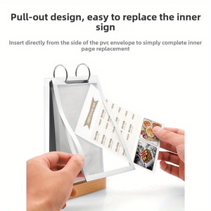 תפריט עיצוב אקרילי ברור להציג את המסעדה בסיס עץ מחירון מצגת פרסום קפה מלון מחזיק שלט - Product Image 2