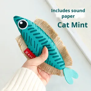 Suministros para mascotas, juguetes para gatos, pez con sonido de menta, almohada para bromas, cuerda colgante, juguete para gatos de autoentretenimiento - Product Image 2