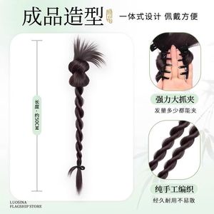 Peluca de trenza retorcida de estilo chino, accesorio para el cabello largo, clip de cola de caballo realista, alambre de alta temperatura, tejido a mano para mujeres - Product Image 5