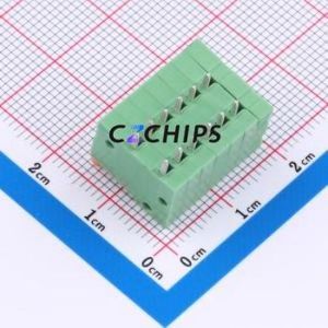 DB141R-2.54-6P-GN Spring Terminal Block Bent Lead Through Hole,P=2.54mm Connector 1x6P 2.54mm Green 6P - Product Image 2