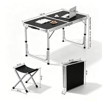 Table de repas d'extérieur pliable en aluminium léger et durable 123Sports, imperméable, style minimaliste moderne, table relevable
