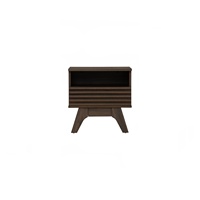 Nuhoom Mesita de Noche Moderna y Clásica de Madera Laminada Color Nogal, Minimalista con 1 Cajón, Mueble Duradero para Dormitorio