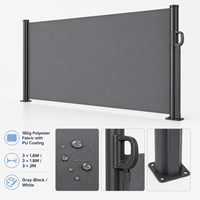 Store banne latérale rétractable manuelle pour extérieur, écran d'intimité 3x1.6-2m, cadre en alliage acier-aluminium, fixation murale, style moderne et minimaliste pour jardin