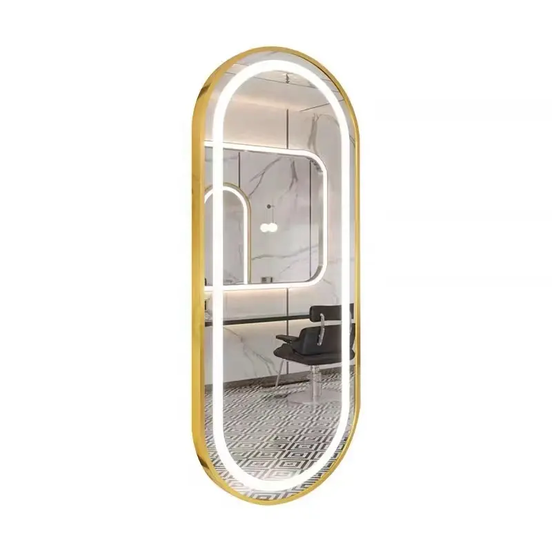 Altın aynalar çift taraflı styling led ayna istasyonu saç ışıkları ile Salon mobilya ZY-MS082