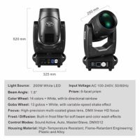 Prix Usine 300W 7000K LED Moving Head RGBW Beam Spot Wash Prism DMX512 IP20 Aluminium CRI90 Lumières de Scène pour Mariages, Théâtres et Discothèques