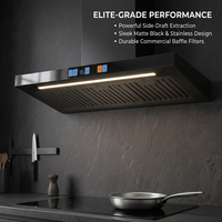 Hotte murale électrique noire à commande tactile, grande interrupteur, lampe LED haute puissance, nettoyage automatique par chaleur, pour usage domestique