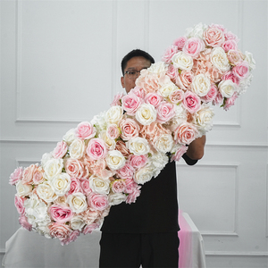 Arreglo floral personalizado para baby shower, camino de mesa de flores de seda artificial en rosa claro, centro de mesa para decoración de bodas y fiestas. - Product Image 1