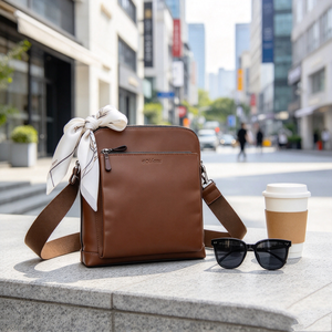 Vintage Brown Leather Women Messenger <b>Bag</b> Smooth Surface Multiple Compartments Business Daily Crossbody Shoulder <b>Bag</b> - Product Image 4
