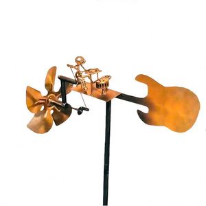 Handmade Brass Rock Drummer Windmill UV Printed Rust-proof <b>Wind</b> <b>Spinner</b> Outdoor <b>Garden</b> Yard Art Statue Ornament - Product Image 4