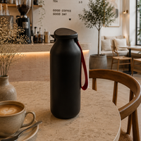 Bouteille d'eau isotherme en acier inoxydable mat avec cordon en tissu, tasse portable pour le bureau et les voyages