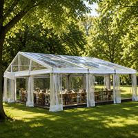 Tente de réception transparente pour événements et fêtes, structure en aluminium extérieure 10x15m, type chapiteau d'église