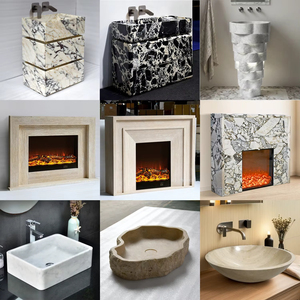 Lavabo Rectangular de Travertino Ecológico Moderno con Grifo Monomando para Encimera de Baño de Hotel - Product Image 5