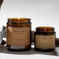 Bougie parfumée de luxe en cire de soja, personnalisée, dans un bocal en verre ambré, faite à la main, aromathérapie pour les fêtes de Diwali et les bars