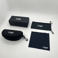 Ensemble d'emballage pour lunettes en PU tendance avec logo personnalisé, étui souple, boîte extérieure, pochette en microfibre, chiffon de nettoyage, cadeau pour lunettes de soleil
