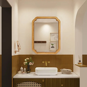 Wood Framed <b>Wall</b> <b>Mounted</b> Mirror Cabinet With Storage <b>Shelves</b> Medicine Mirror For Bathroom Living Room 31.5 x 23.82 Inches - Product Image 3