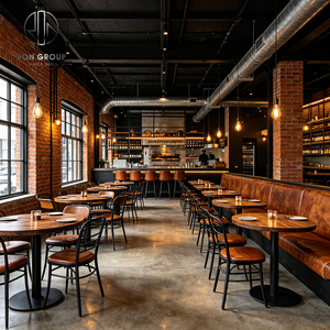 Ensemble de mobilier Ron Group : banquette en cuir rembourrée, table carrée en bois massif, chaise personnalisée – Ensemble commercial pour <span class=keywords><strong>restaurant</strong></span> - Product Image 3