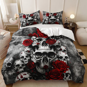 Juego de Funda Nórdica con Diseño de Calavera Gótica en 3D, Bandera Estadounidense Grande, Estilo Esqueleto - Product Image 5