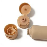 Tutup Flip-Top PP Warna Beige 30mm Diameter Tabung Kosmetik Lembut Sablon Sunscreen BB Cream Foundation Perawatan Kulit Alat Makeup