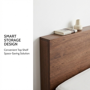 Solid Wood Adjustable Full Size Low Platform Bed Frame Large Headboard Minimalist <strong>Japanese</strong> Design Eco-Friendly Bedroom <strong>Furniture</strong> - Product Image 6