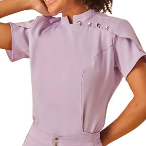 Uniforme de enfermería tejido Yuhong para uniforme de Hospital transpirable de manga corta Unisex de talla grande, traje de médico y enfermera, conjunto cómodo - Product Image 6