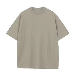T-shirt décontracté pour homme en gros, 100 % coton, coupe ajustée, manches courtes, motif uni, design vierge, personnalisable, grammage lourd - Product Image 4