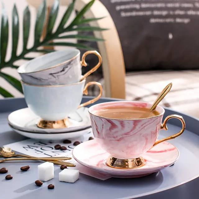Bone China Koffie Kop En Schotel Set Geavanceerde Koninklijke Klassieke Afternoon Tea Cups Keramische