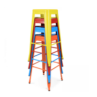 Tabouret de bar vintage en métal industriel, chaise Tolix colorée en fer pour restaurant, extérieur, bar à domicile, salon - Résistant à l'eau