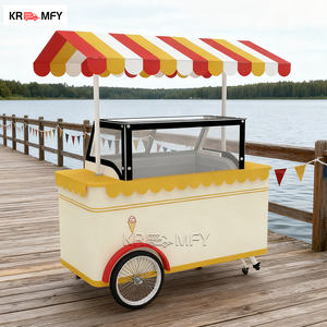 Mobile Ice Cream Cart Towable Food Ice Cream Trolley Outdoor Street Fast Food Rust Resistant Metal <b>Display</b> <b>Case</b> - Product Image 2