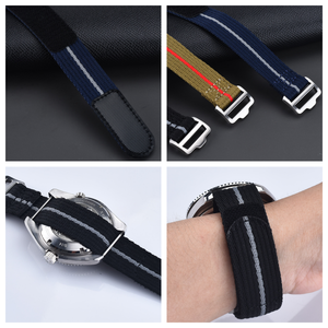 LAIHE OEM, логотип на заказ, высокое качество, липучка, цельный нейлоновый холщовый тканевый ремешок для часов - Product Image 3