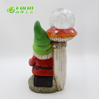 Statue de gnome en résine amusante tenant un lapin avec un champignon, éclairage solaire pour jardin, paysage, parc, cour, pelouse