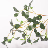 Vente en gros de feuilles de banian artificielles de haute qualité, branche de plantes vertes en soie, verdure artificielle pour la décoration de mariage et de la maison